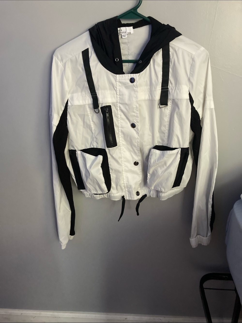 White Ski Jacket with Black Trim - Performance Snow Coat